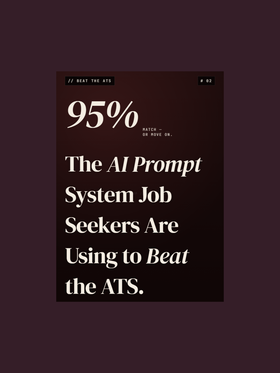 95% MATCH OR MOVE ON! The AI Prompt System Job Seekers Are Using to Beat ATS